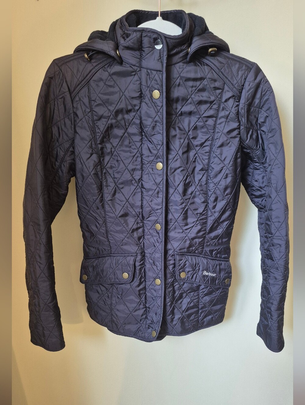 Barbour x Pantone Quilted Hooded Fleece-Lined Jacket Coat US 6 Quiet Luxury